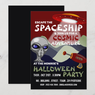 Alien Spaceship Theme, Escape Room, Halloween Invitation