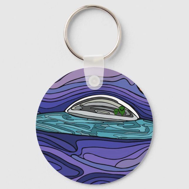 Alien spaceship UFO UAP paranormal Key Ring (Front)