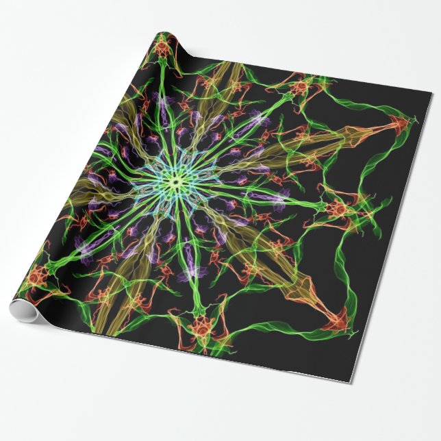 Alien Spider Web Mandala | Spider Gifts Wrapping Paper (Unrolled)