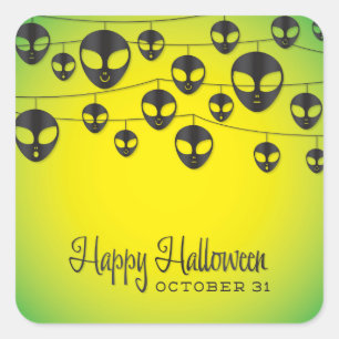 Alien string square sticker