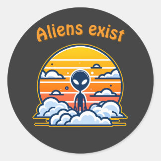 Alien Sunset Aesthetic | Sci-Fi Alien Sunset  Classic Round Sticker