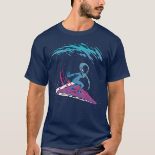 Alien Surfing On A Peace Of Pizza Pizza Surfing Al T-Shirt