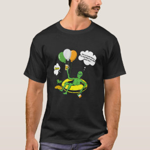 Alien Swimming And Drinking Beer World Ufo Day T-Shirt