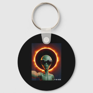 Alien Taking Selfie With Solar 2026 Eclipse Wearin Key Ring