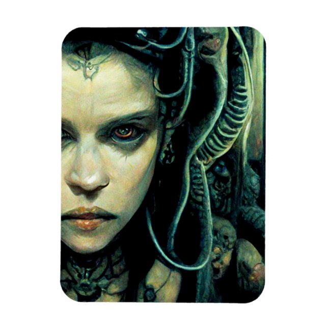 Alien Tech Girl Science Fiction Magnet (Vertical)