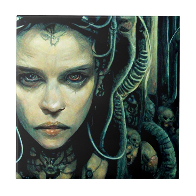 Alien Tech Girl Science Fiction Tile (Front)