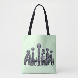 Alien Text Tote Bag