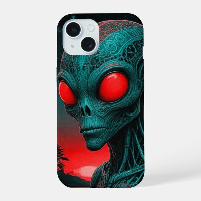 Alien themed iPhone 15 phone case (Back)