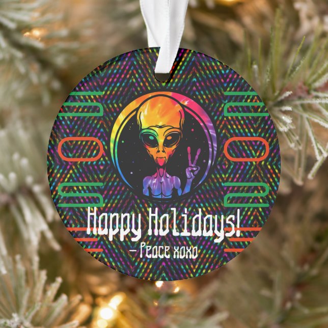 Alien Tie Dye Space Custom Christmas Ornament (Tree)