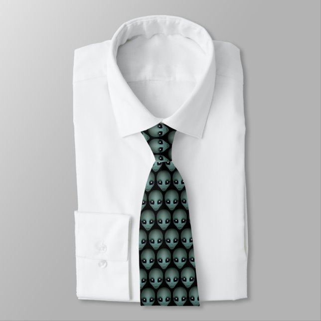 Alien Ties Gifts Cute Alien Necktie Alien Art Gift (Tied)