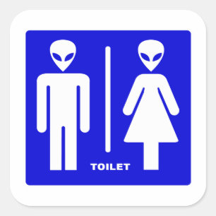 Alien Toilet Square Sticker