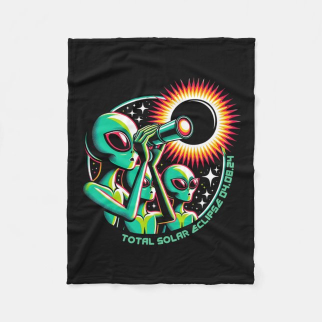 Alien Total Solar Eclipse 4.08.2024 Apparel  Fleece Blanket (Front)