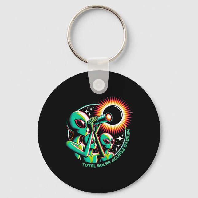 Alien Total Solar Eclipse 4.08.2024 Apparel  Key Ring (Front)