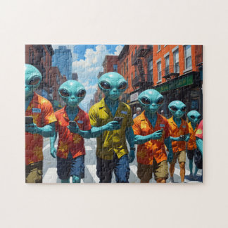 Alien Tourists Puzzle - UFO Selfie Jigsaw