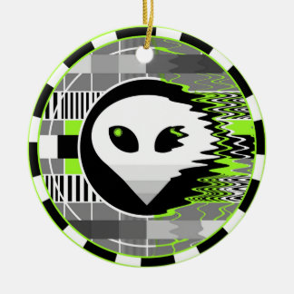 Alien TV Round ceramic ornament