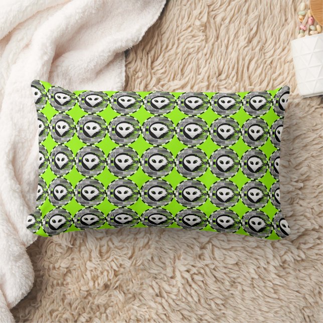 Alien TV Round multi throw pillow green lumbar (Blanket)