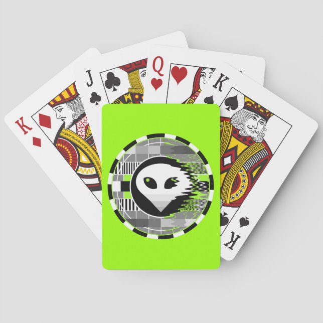 Alien TV Round playing cards green (Back)