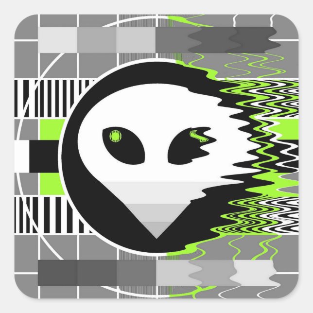 Alien TV sticker square (Front)