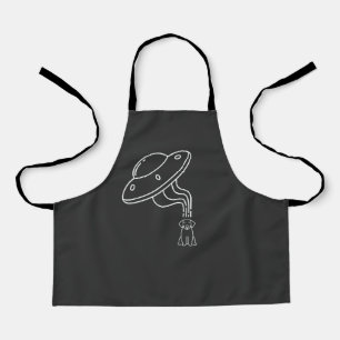 Alien UFO Abducting A Dog Puppy  Apron
