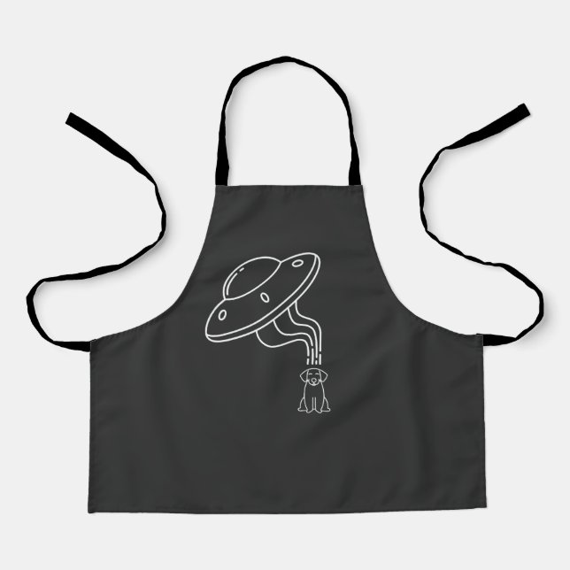 Alien UFO Abducting A Dog Puppy  Apron (Front)