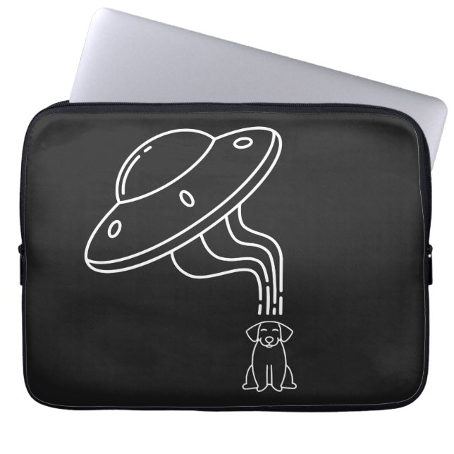 Alien UFO Abducting A Dog Puppy  Laptop Sleeve (Front)