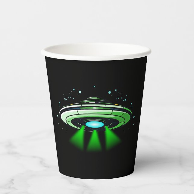Alien UFO Abduction Spaceship Birthday Party  Paper Cups (Front)