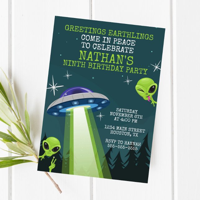 Alien UFO Birthday Party Invitation (Creator Uploaded)