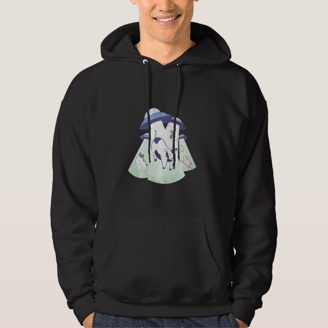 Alien Ufo Farm Animals Hoodie (Front)