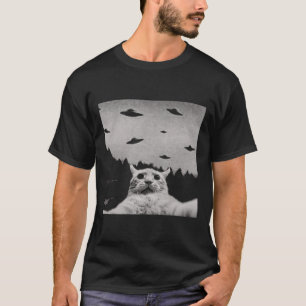 Alien UFO Funny Cat T-Shirt