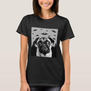Alien UFO Funny Pug Dog Lover Men Women Kids 2 T-Shirt