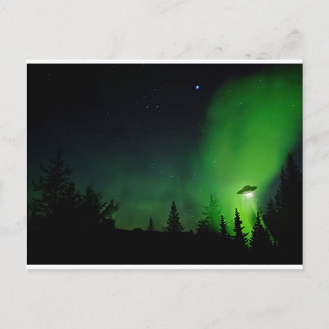 Alien UFO in Alaskan Sky Postcard (Front)