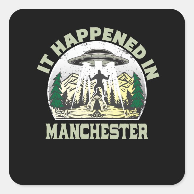Alien UFO In Manchester City Square Sticker (Front)