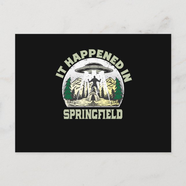 Alien UFO In springfield City Postcard (Front)