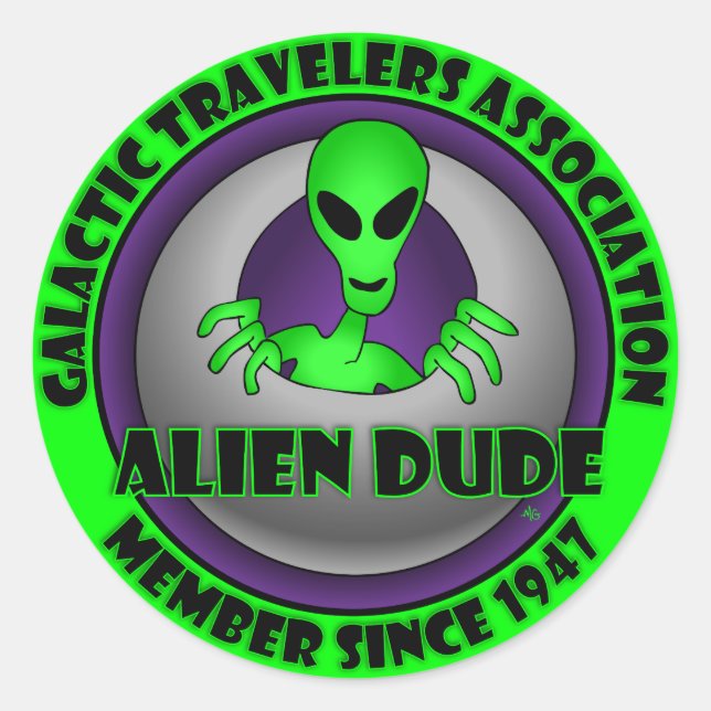 Alien & UFO Keychains & Flair Classic Round Sticker (Front)