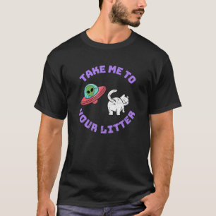 Alien Ufo Space Ship Kitty Cat Science Nerd T-Shirt