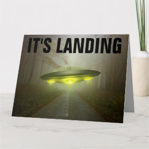 ALIEN UFO SPACESHIP FUNNY BIG BIRTHDAY CARD