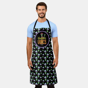 Alien UFO Summer Vibes Funny Chef's Gift Apron