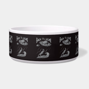 alien ufo surfing illustration with back to home