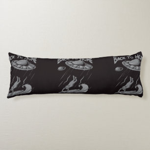 alien ufo surfing illustration with back to home   body cushion