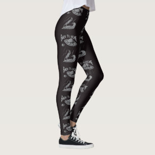 alien ufo surfing illustration with back to home   leggings