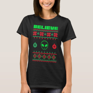 Alien Ugly Christmas Sweater Believe Santa Xmas UF