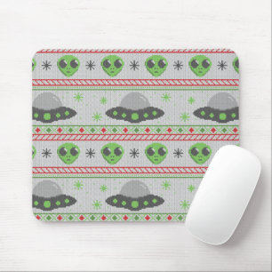 Alien Ugly Christmas Sweater Mouse Pad