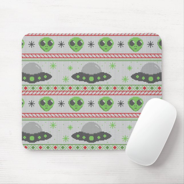 Alien Ugly Christmas Sweater Mouse Pad (With Mouse)