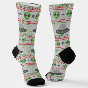 Alien Ugly Christmas Sweater Socks