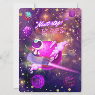 ALIEN ,UNIVERSE, ROCKETSHIP, PLANET AND ASTRONAUTS HOLIDAY CARD