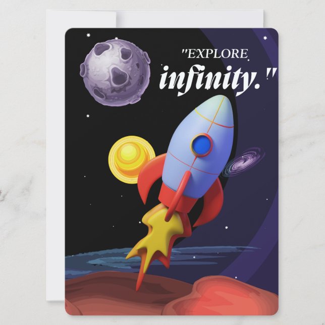ALIEN ,UNIVERSE, ROCKETSHIP, PLANET AND ASTRONAUTS HOLIDAY CARD (Front)