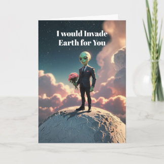 Alien Valentine on the Moon – “I Will Invade Earth Holiday Card