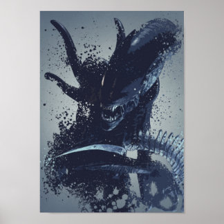 Alien warrior splatter artwork poster