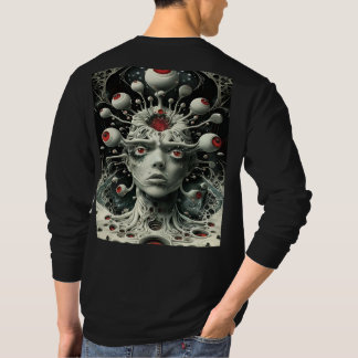 ALIEN WATCHING FOR EARTH, BACK PRINTED DESIGN  T-Shirt