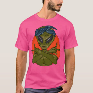 Alien With Headscarf On Orange Background T-Shirt